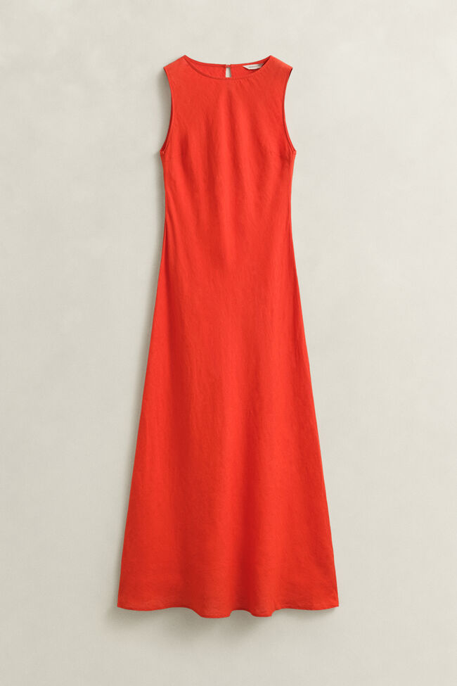 Schr&auml;g geschnittenes Midikleid aus Leinen