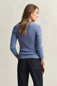 V-Neck Pullover mit Zopfmuster