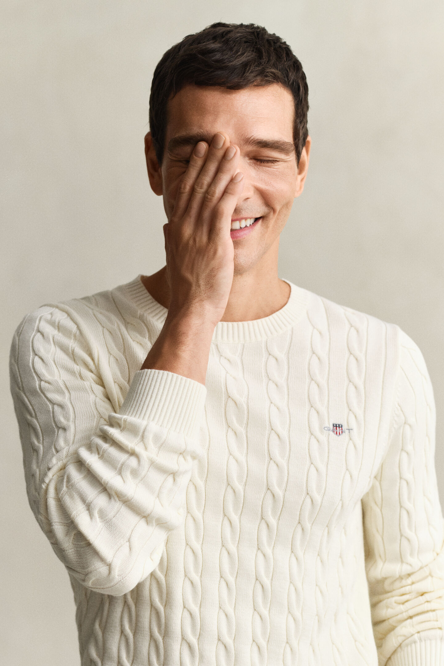 Zopfstrick Rundhalspullover aus Baumwolle