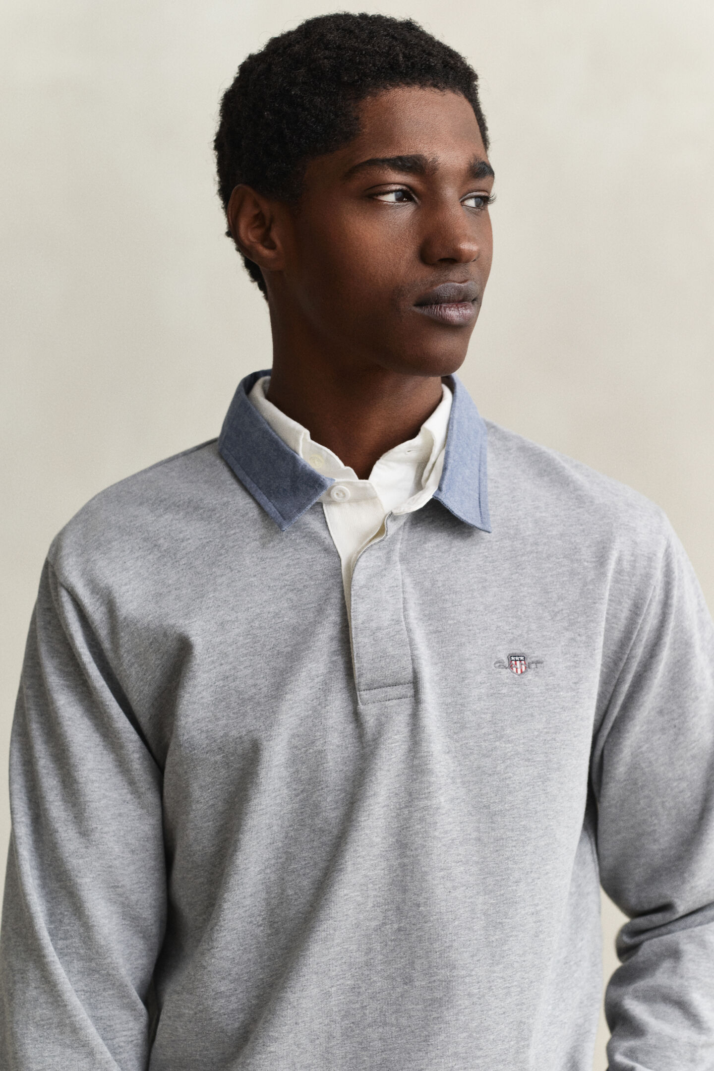 Heavy Rugger mit Chambray-Kragen