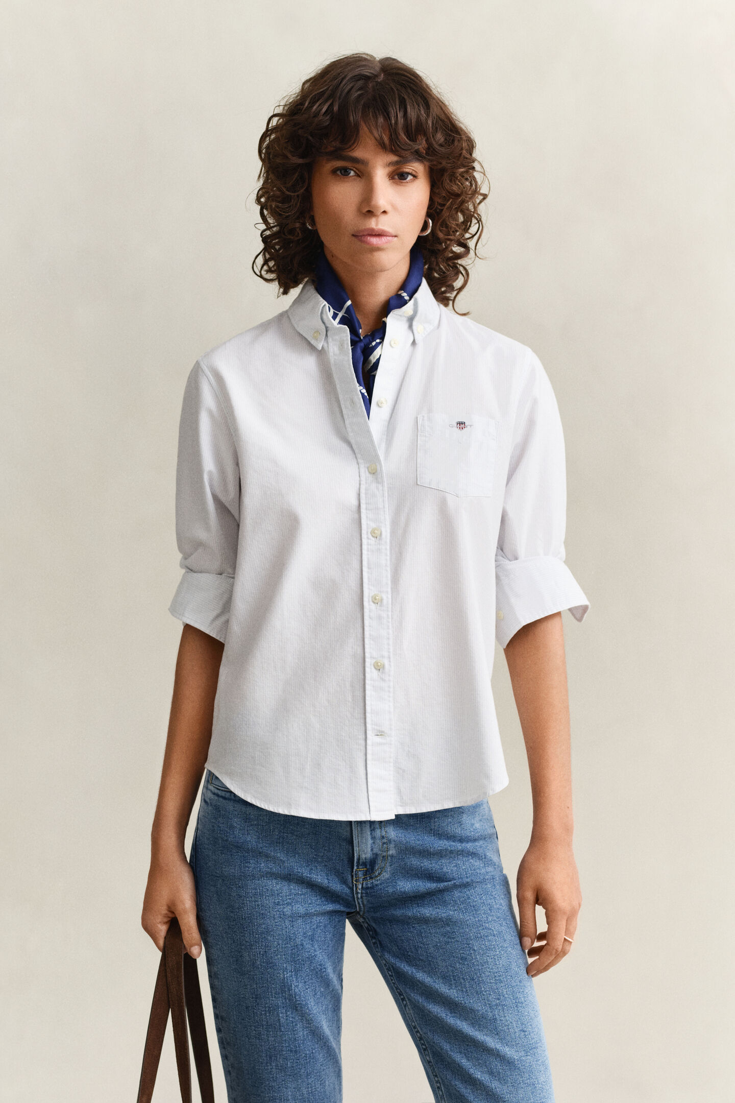 Regular Fit Classic Oxford-Bluse mit Streifen