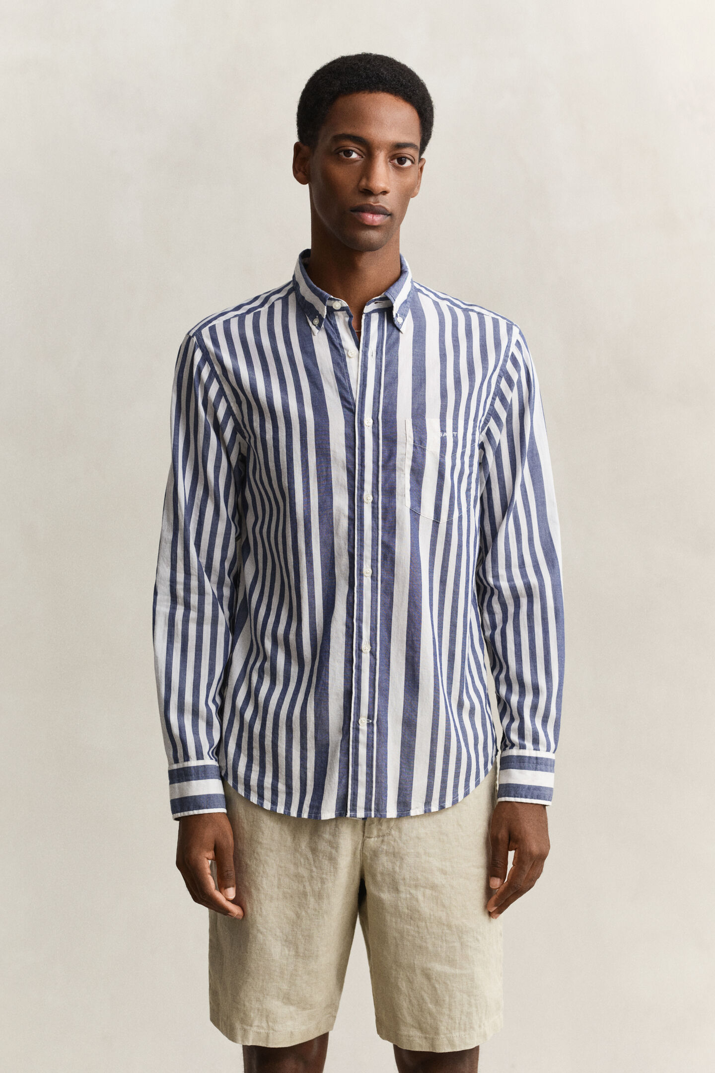 Gestreiftes Hemd aus Baumwoll-Voile