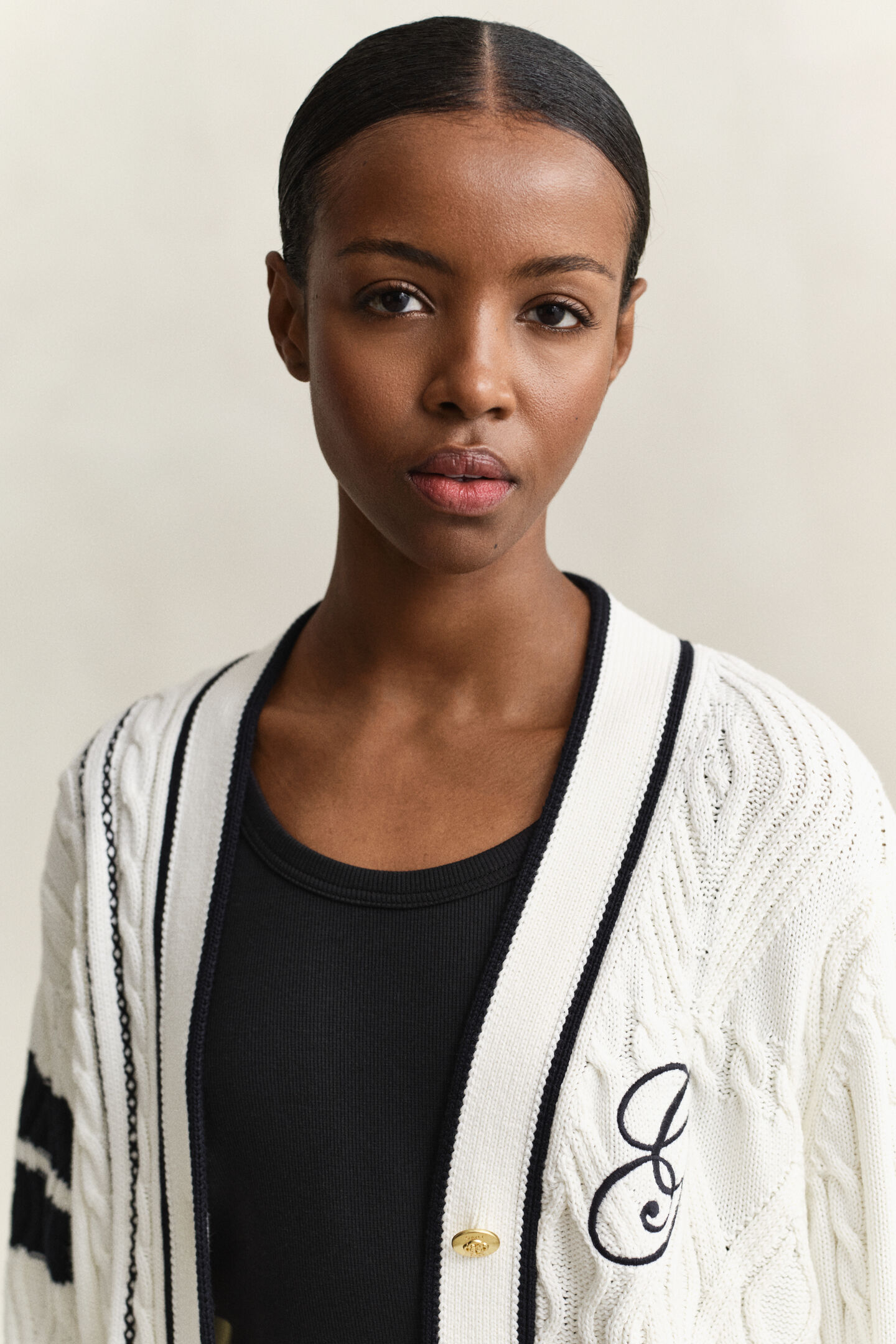 Varsity Zopfstrick Strickjacke