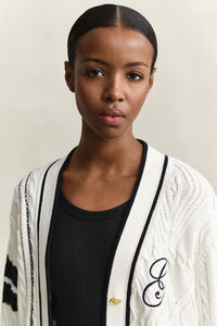 Varsity Zopfstrick Strickjacke