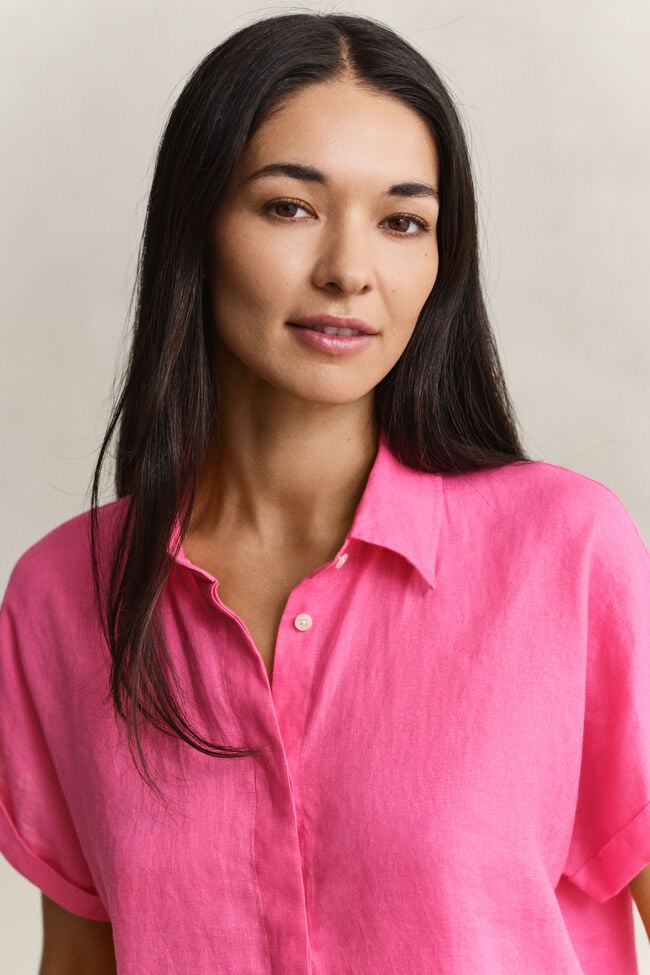 Leinenbluse mit Fl&uuml;gel&auml;rmeln