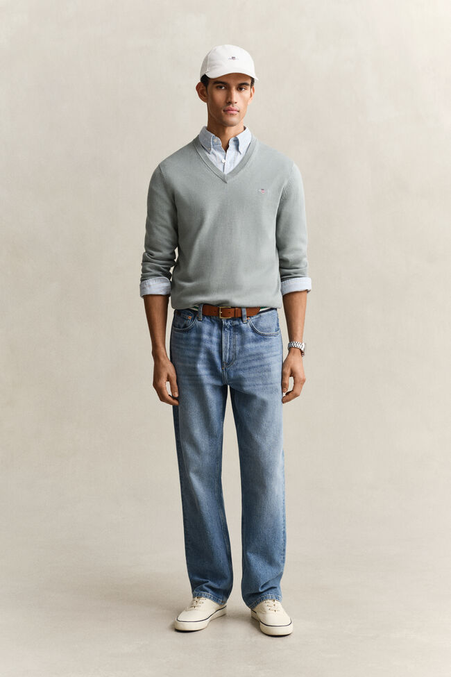 Klassischer V-Neck Pullover aus Baumwolle