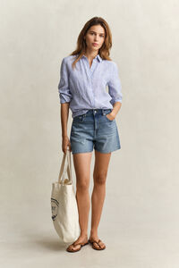 Regular Fit Leinen Bluse mit Streifen