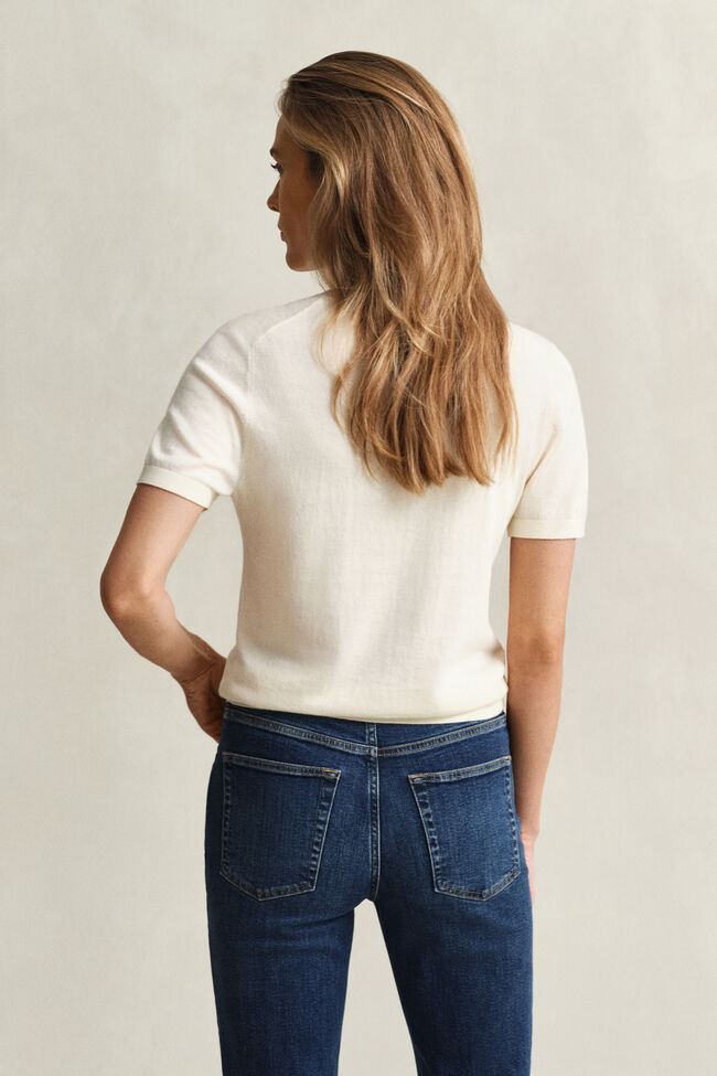 Leichter Kurzarm-Rundhalspullover