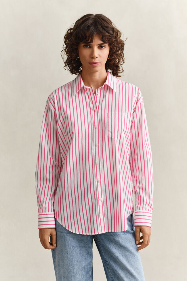 Regular Fit Classic Popeline Bluse mit Streifen