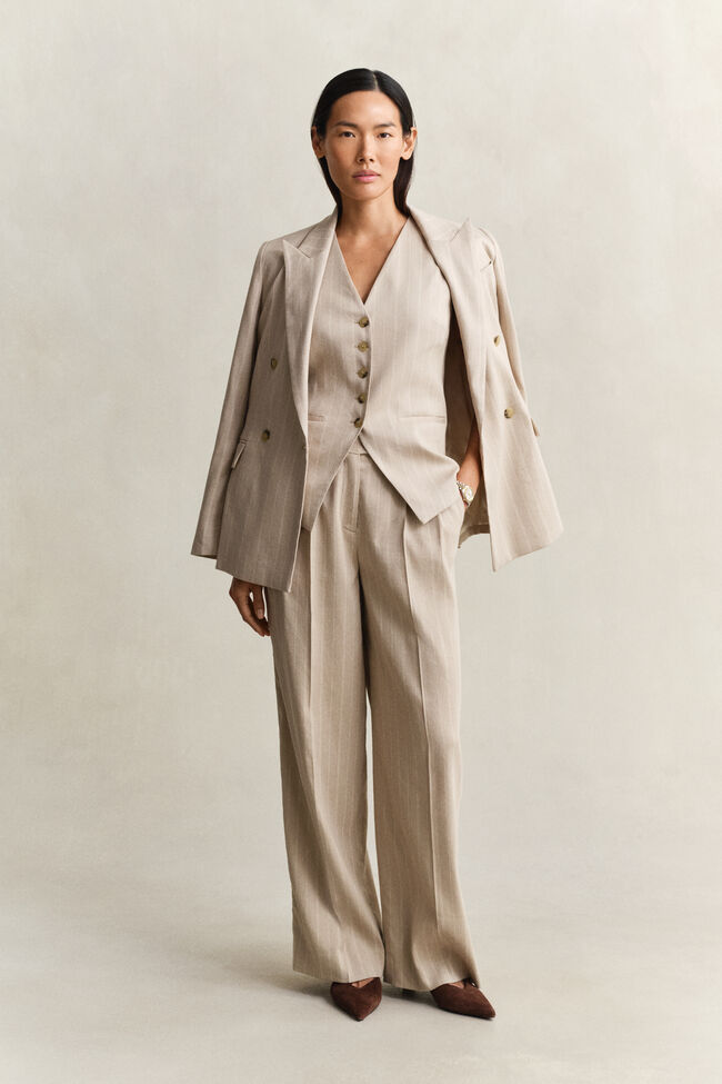 Pinstripe Weste aus Leinenmix