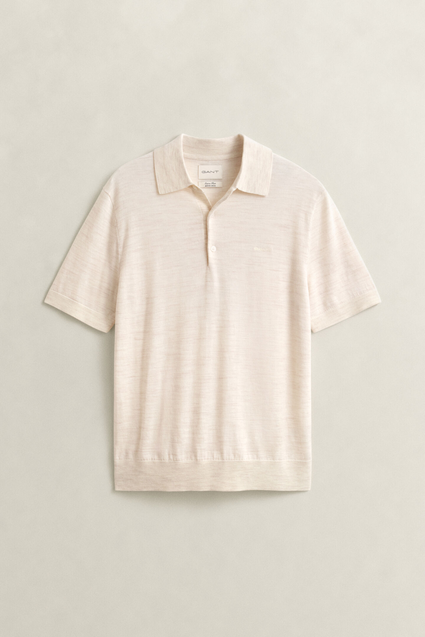 Kurz&auml;rmeliger Polopullover aus extrafeiner Merinowolle