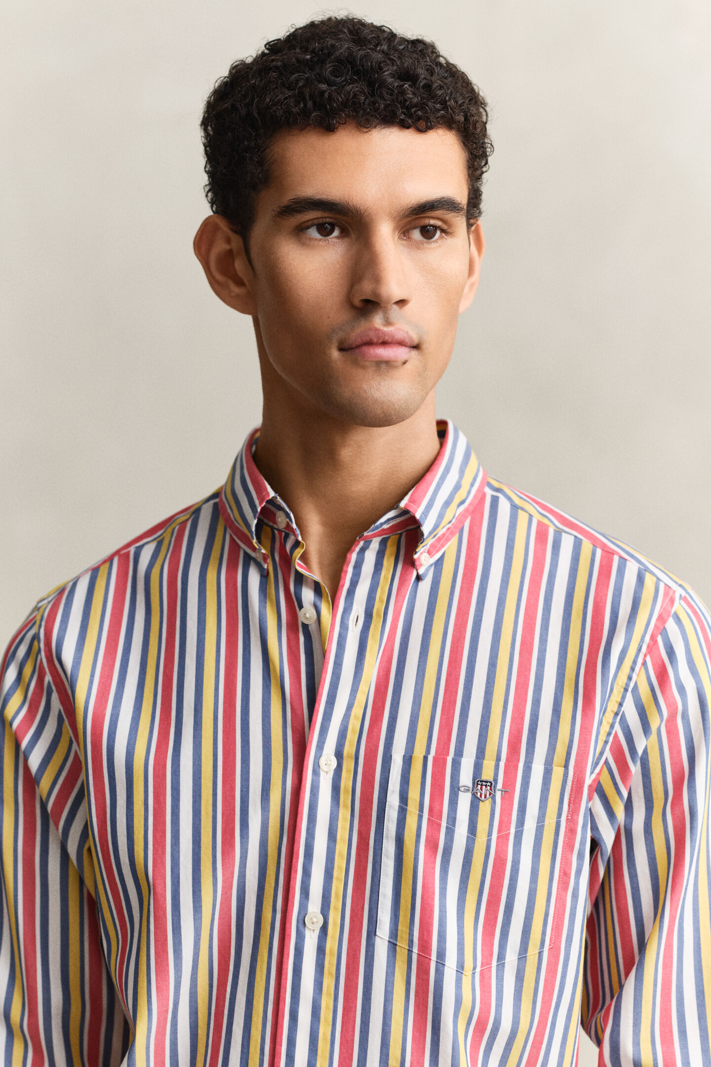 Bunt gestreiftes Popeline-Hemd