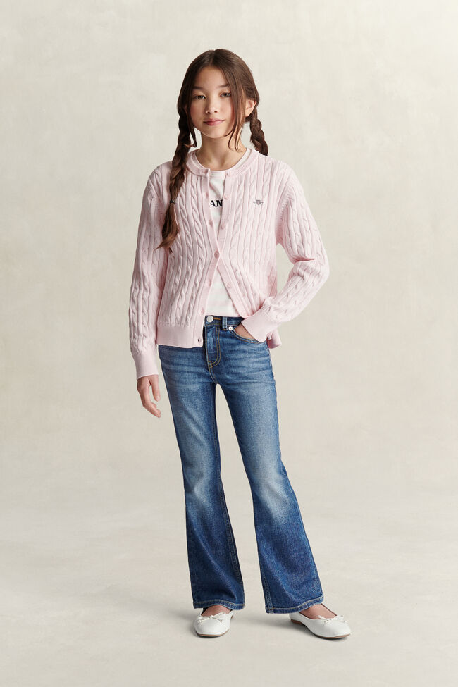 Teen Girls Strickjacke mit Zopfmuster