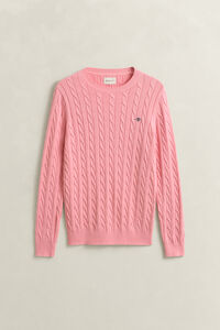 Zopfstrick Rundhalspullover aus Baumwolle