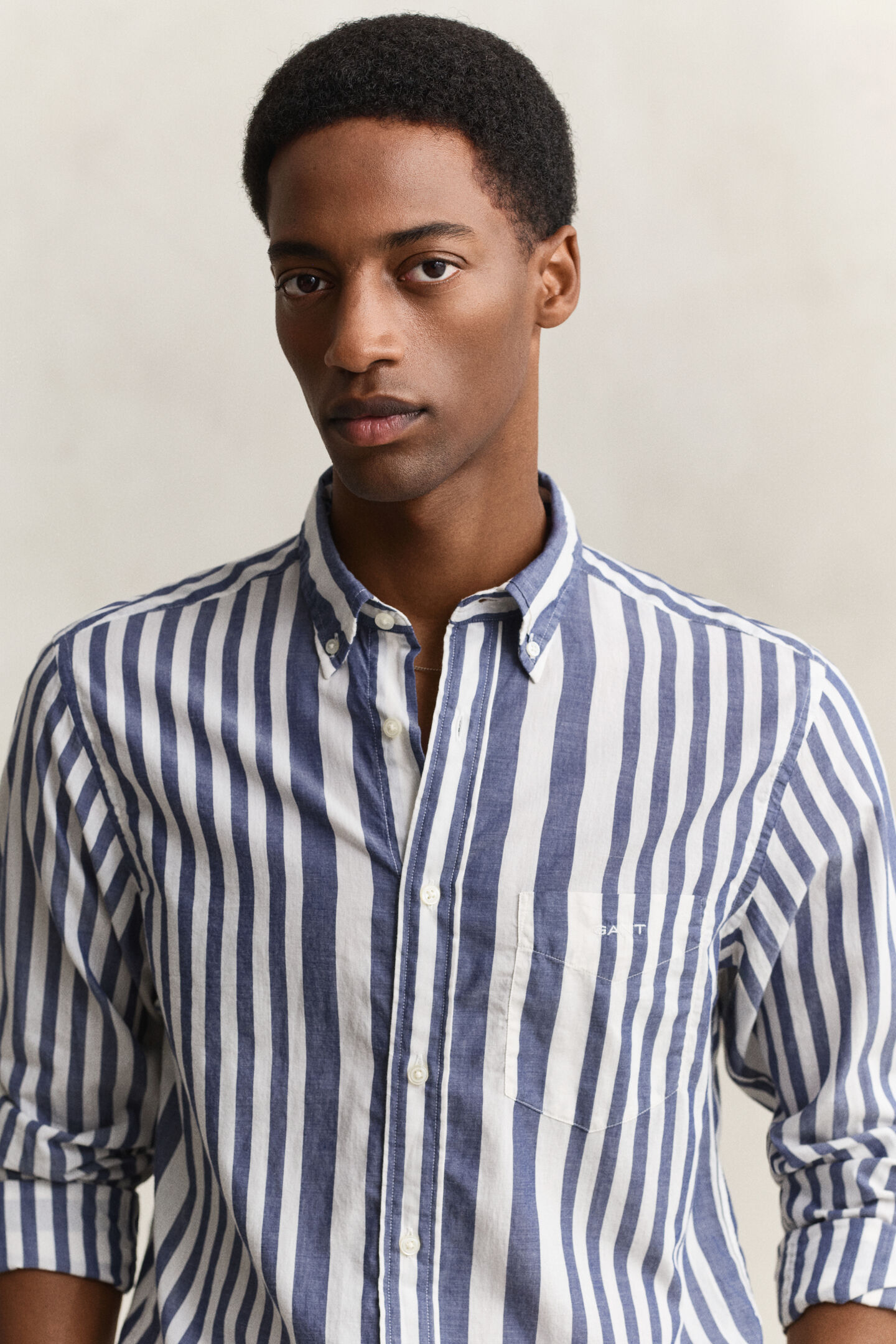 Gestreiftes Hemd aus Baumwoll-Voile