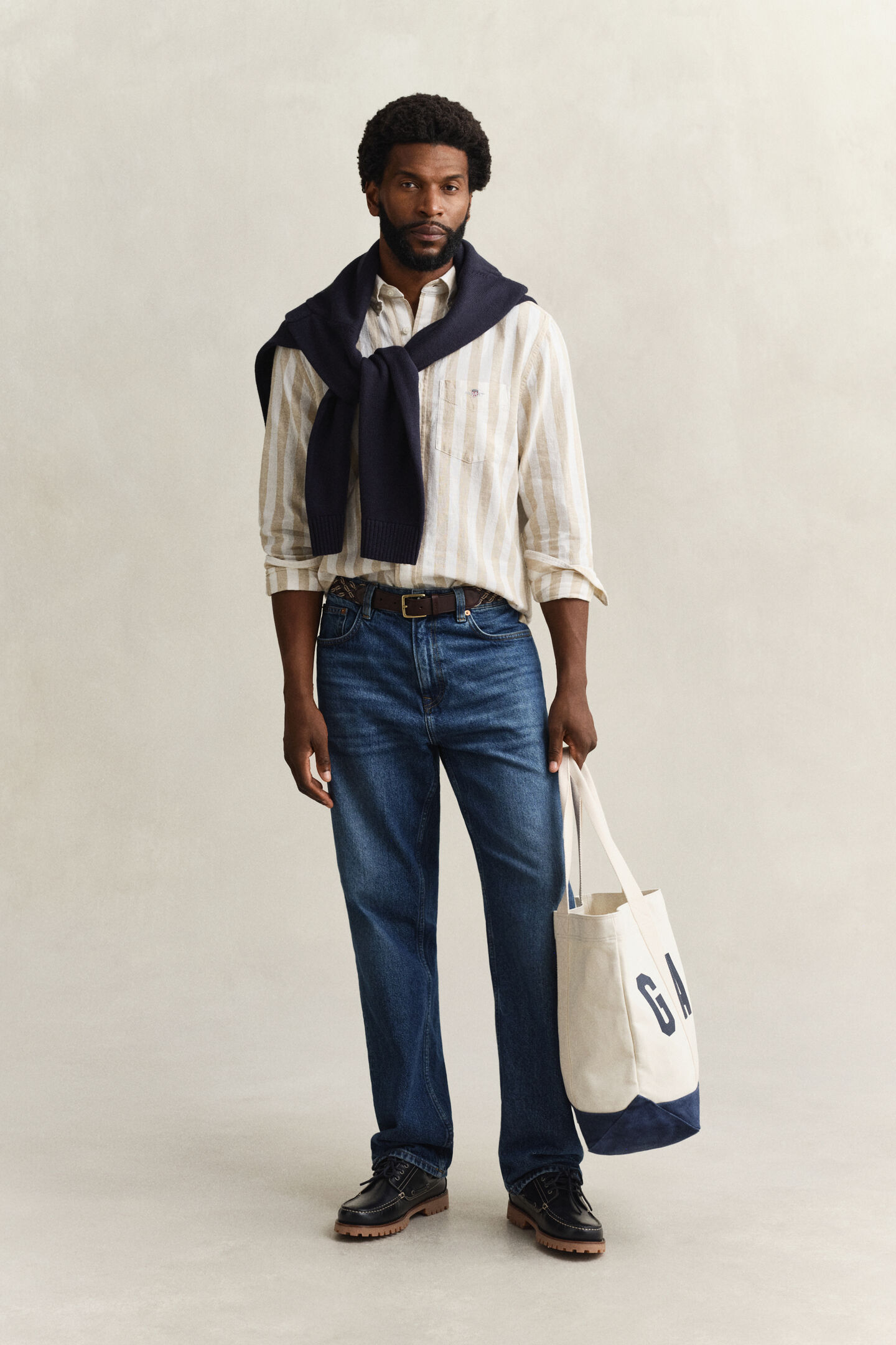 Gestreiftes Hemd aus Leinenmix