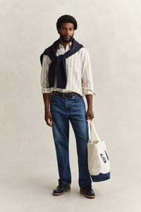 Gestreiftes Hemd aus Leinenmix