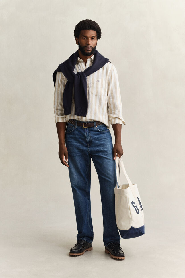 Gestreiftes Hemd aus Leinenmix