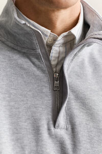 Sacker Rib Sweatshirt mit Rei&szlig;verschlusskragen