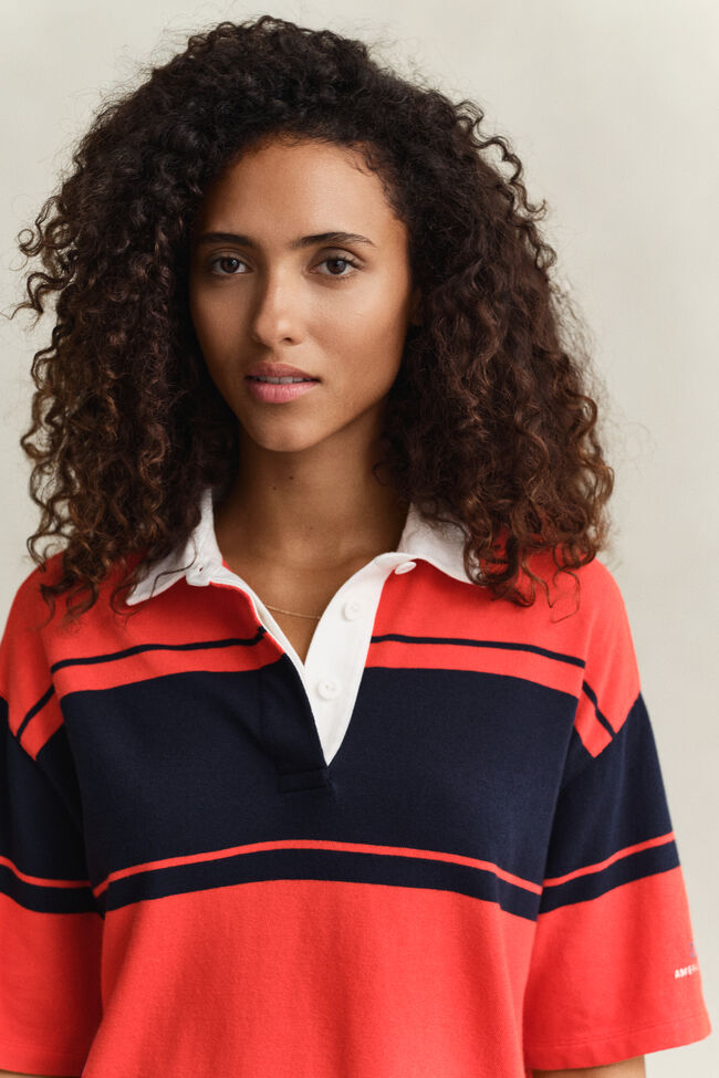 Kurz&auml;rmliger Heavy Rugger mit Blockstreifen