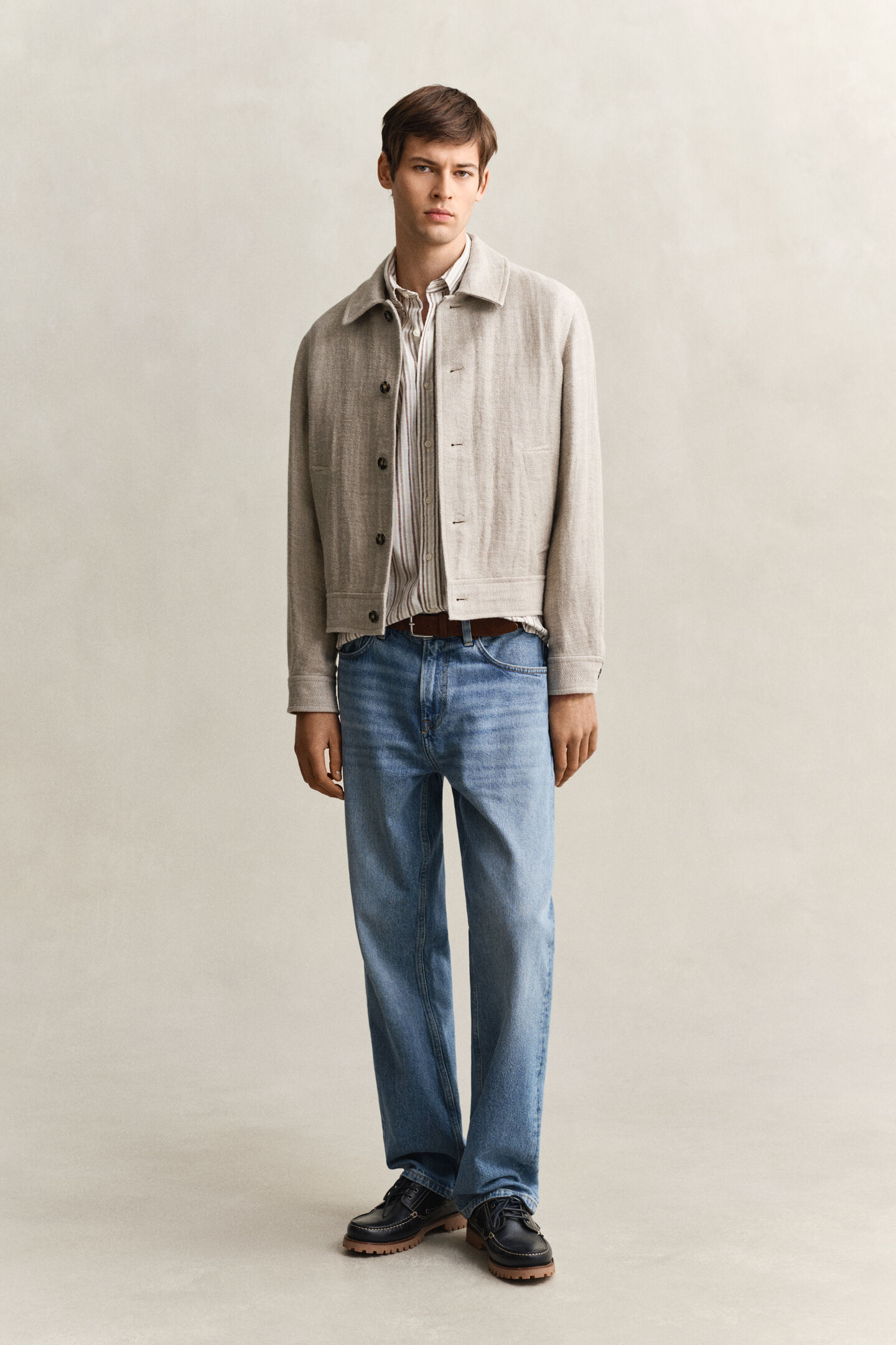 Gestreiftes Hemd aus Leinenmix