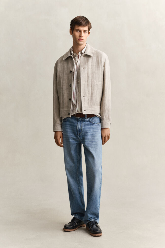 Gestreiftes Hemd aus Leinenmix