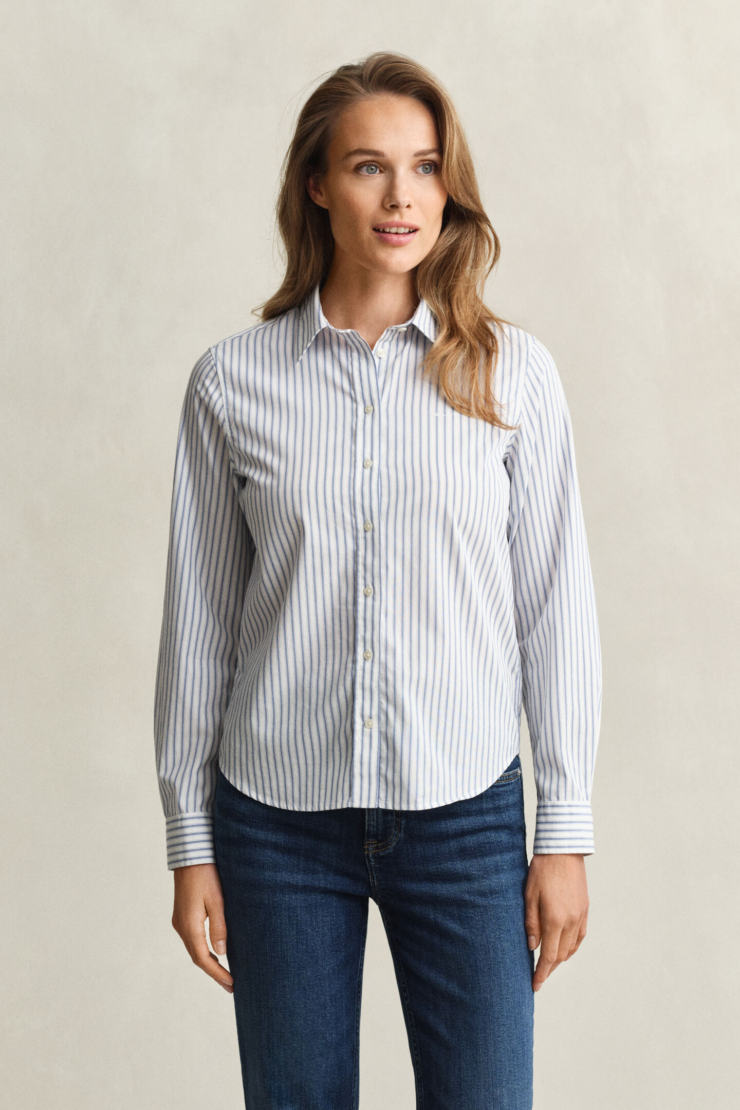 Regular Fit Popeline Bluse mit Streifen