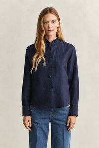 R&uuml;schenbluse aus Leinenmix