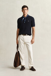 Zopfstrick Kurzarmpullover aus Baumwolle