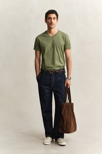 Slim Fit Shield T-Shirt mit V-Ausschnitt