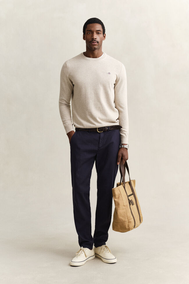 Rundhalspullover aus Baumwolle