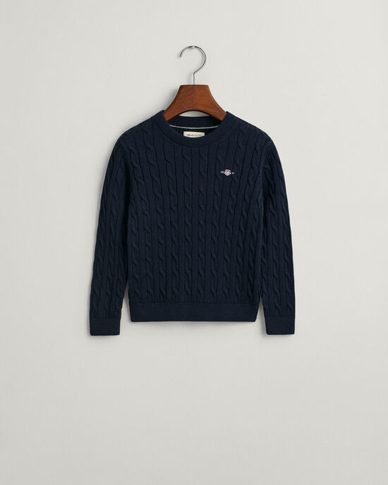 Kids Shield Zopfstrick Rundhalspullover aus Baumwolle