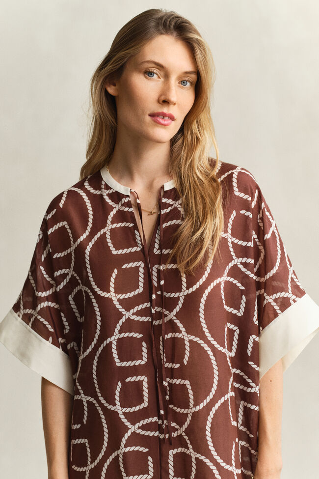 Monogram Kaftan aus Baumwoll-Seiden-Mix