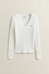 V-Neck Pullover mit Zopfmuster