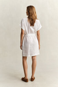 Hemdblusenkleid aus Leinen mit Fl&uuml;gel&auml;rmeln