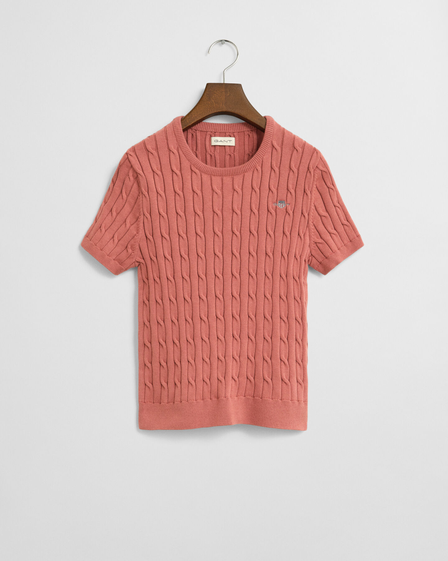 Teen Girls Zopfstrick Kurzarmpullover aus Stretch-Baumwolle