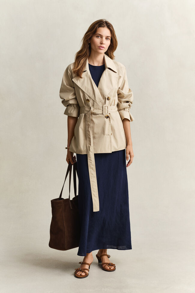 Schr&auml;g geschnittenes Midikleid aus Leinen