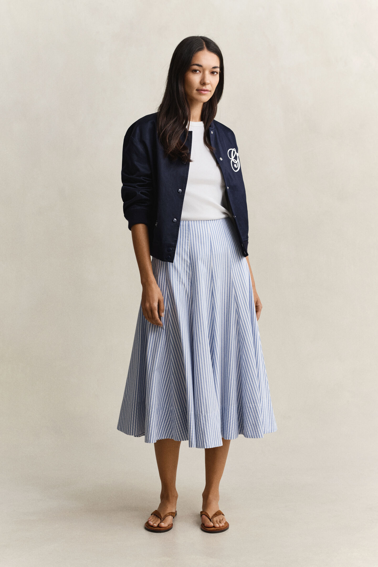 Gestreifter Midirock aus Baumwolle