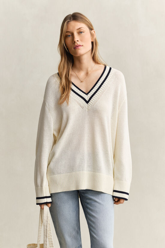 V-Neck Pullover aus Baumwolle