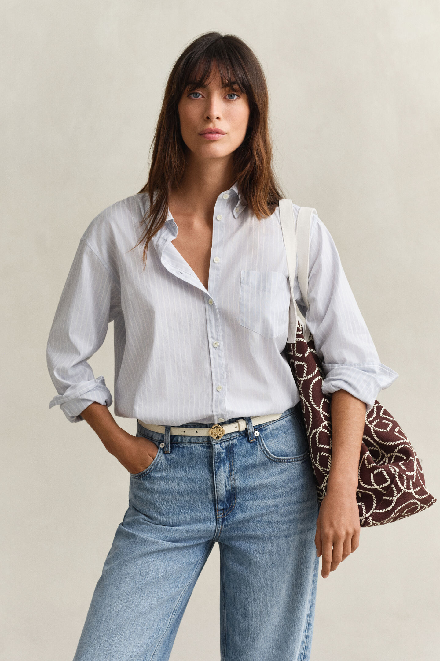 Luxury Oxford-Bluse mit Streifen