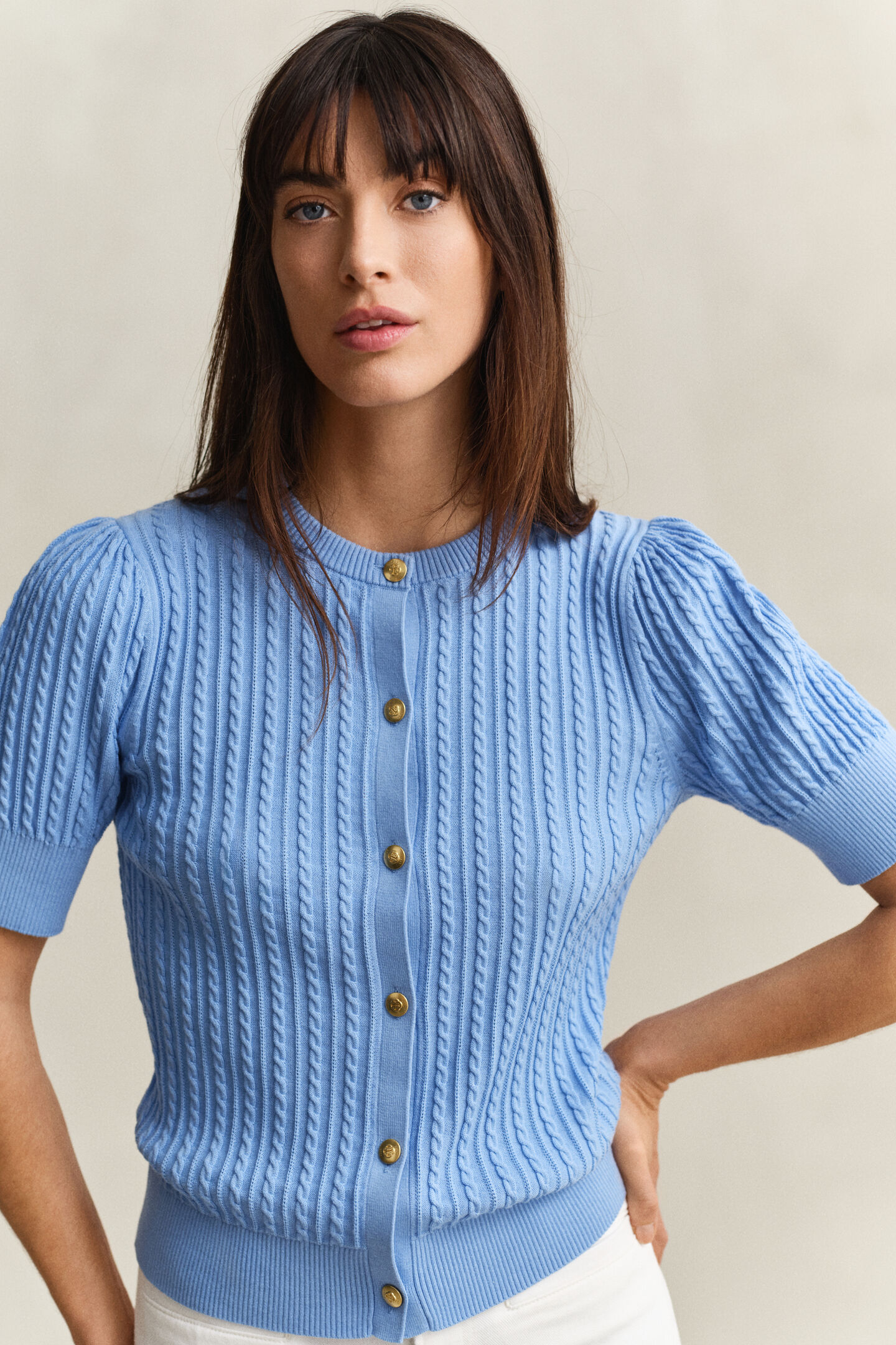 Zopfstrick Strickjacke aus Baumwolle