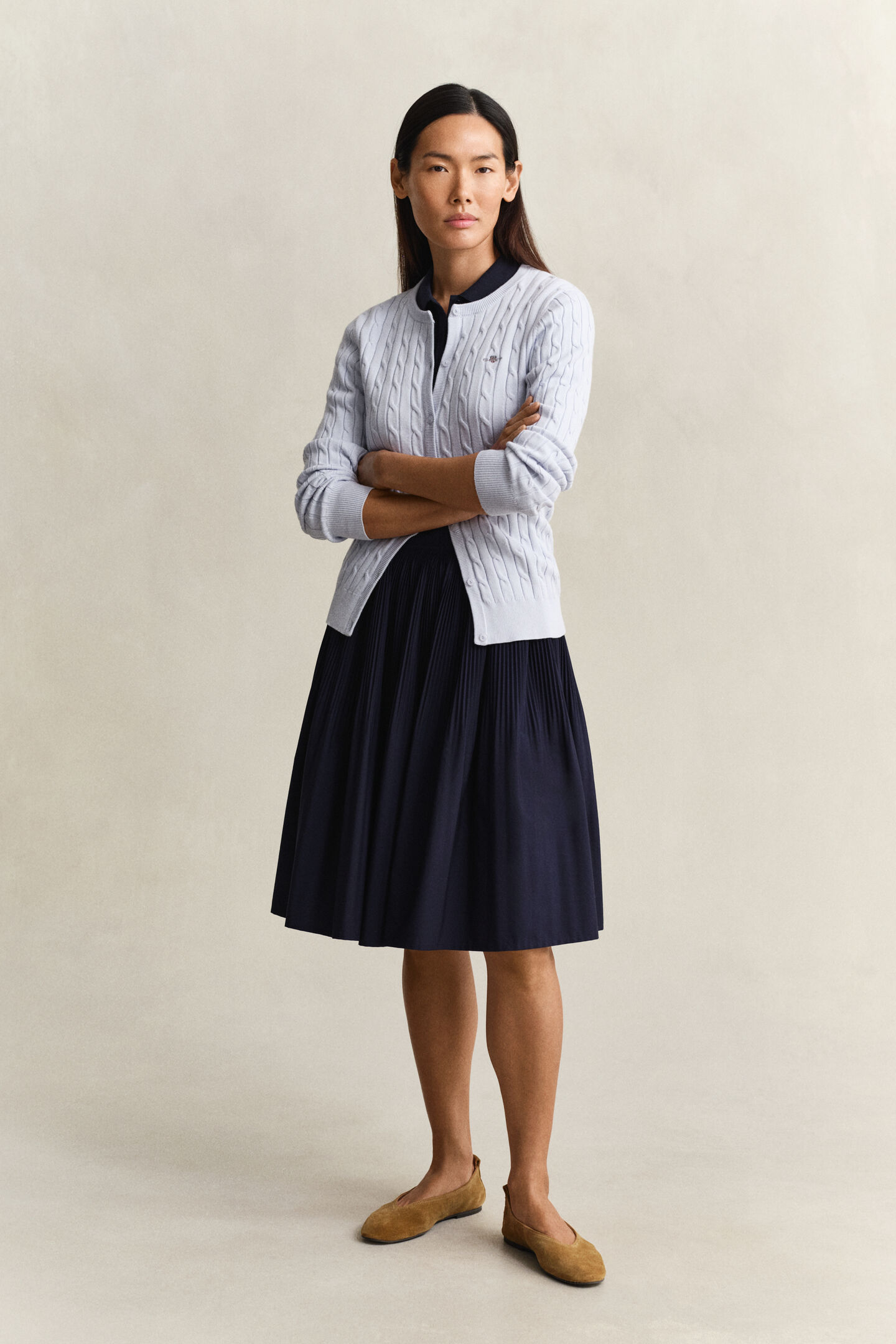 Strickjacke mit Zopfmuster