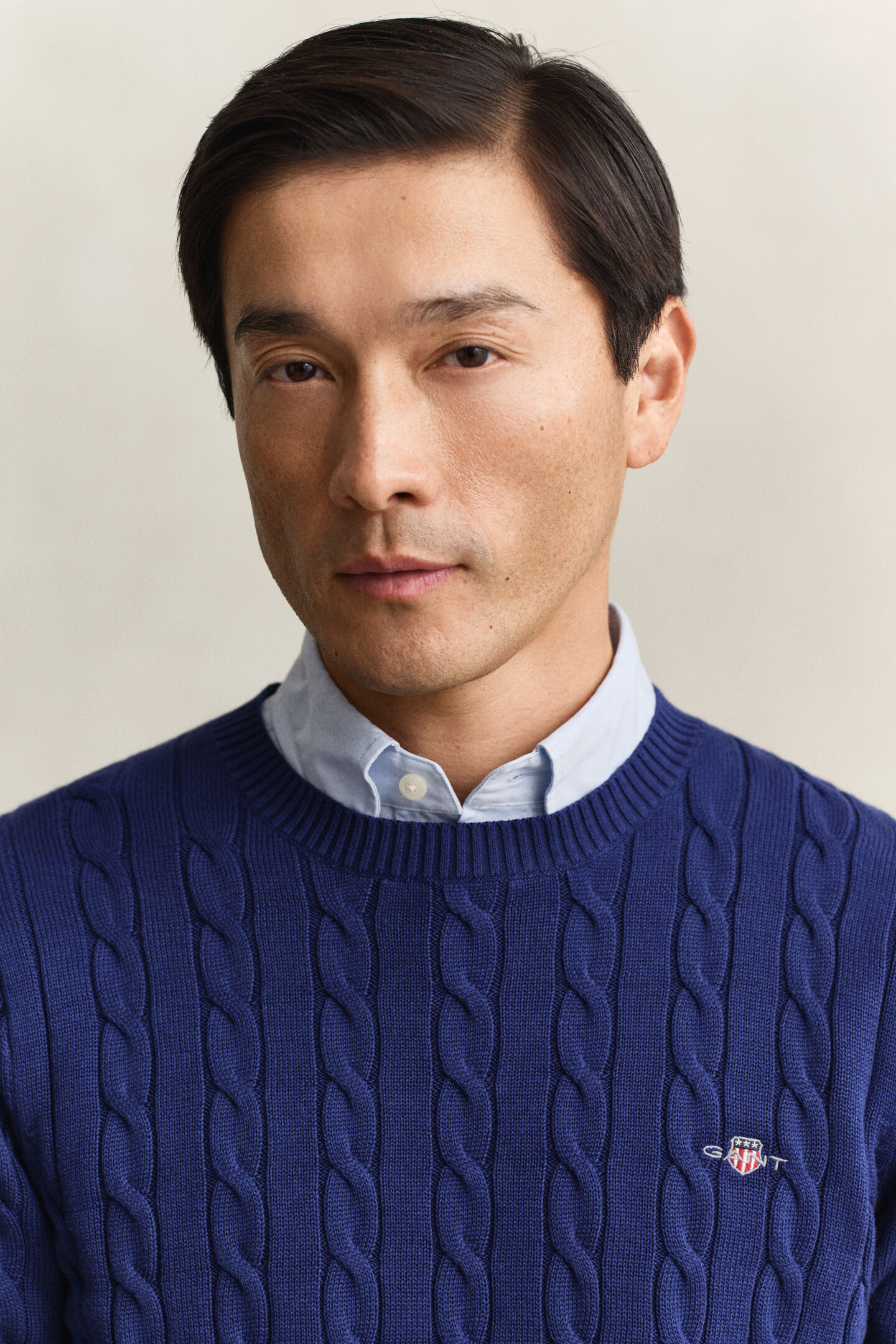 Zopfstrick Rundhalspullover aus Baumwolle