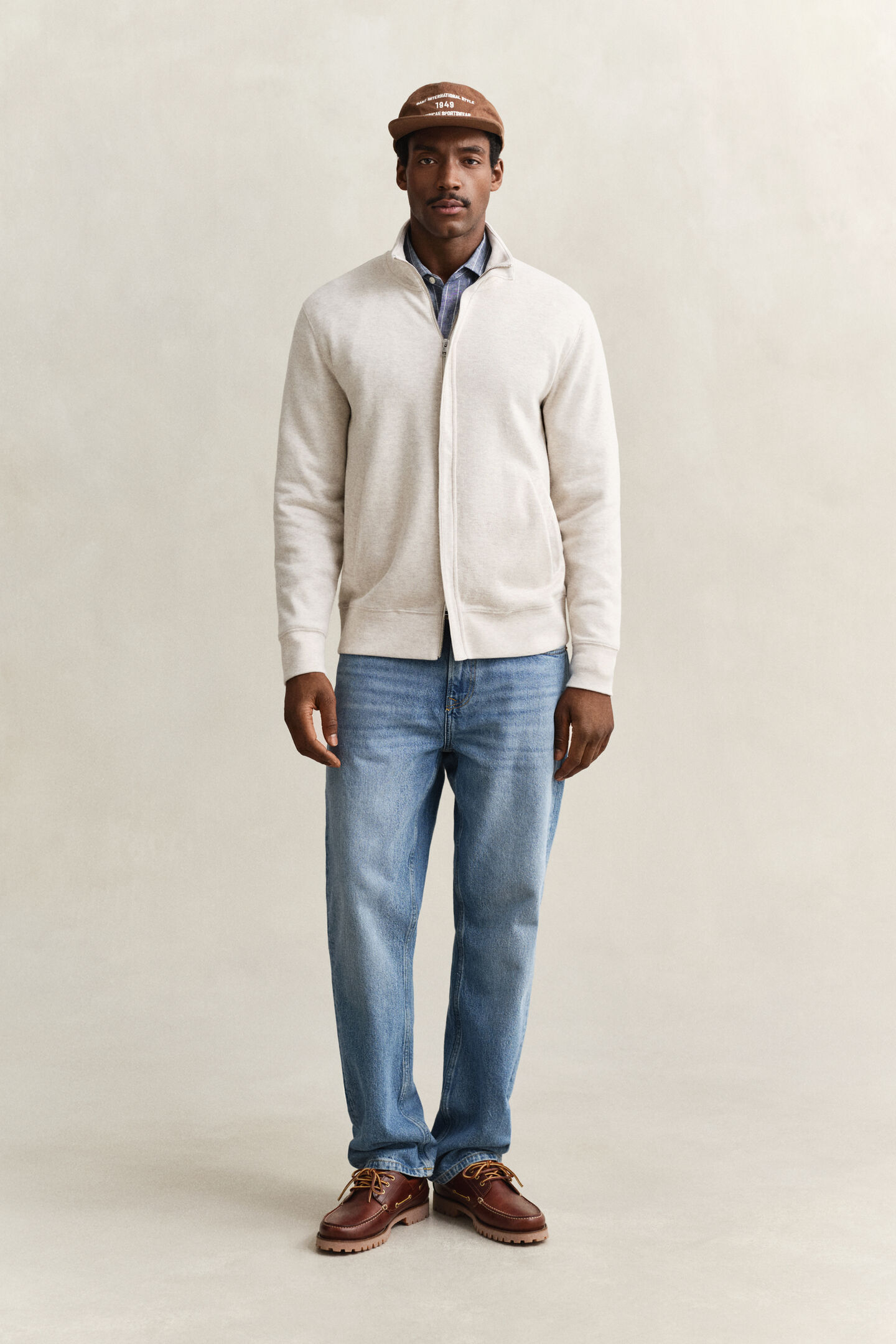 Sacker Rib Sweatjacke mit Rei&szlig;verschluss