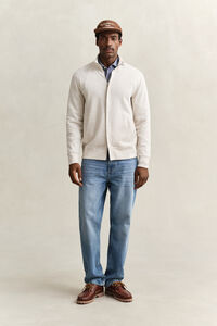 Sacker Rib Sweatjacke mit Rei&szlig;verschluss