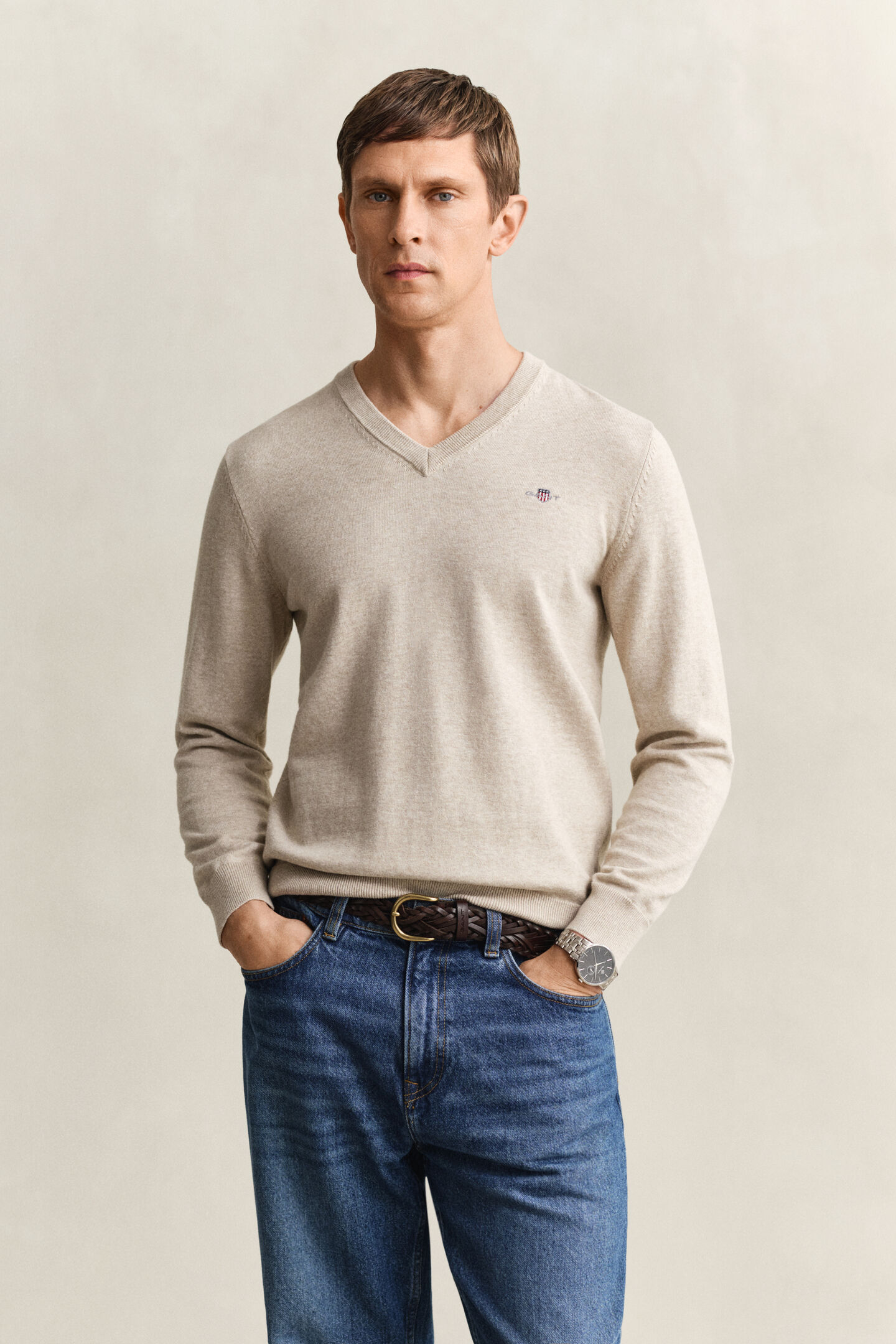 Klassischer V-Neck Pullover aus Baumwolle
