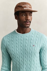 Zopfstrick Rundhalspullover aus Baumwolle