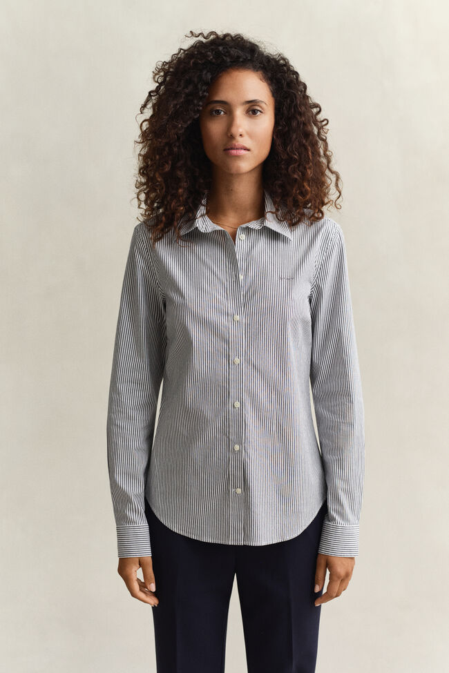 Slim Fit Popeline Bluse mit Streifen