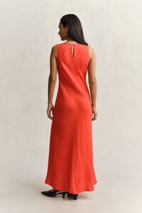 Schr&auml;g geschnittenes Midikleid aus Leinen