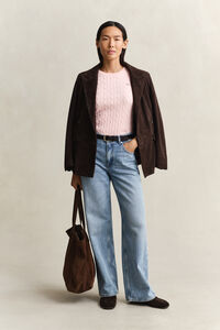 Zopfstrick Kurzarmpullover